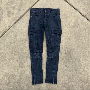 BooHooMan Black Distressed Ripped Skinny Jeans